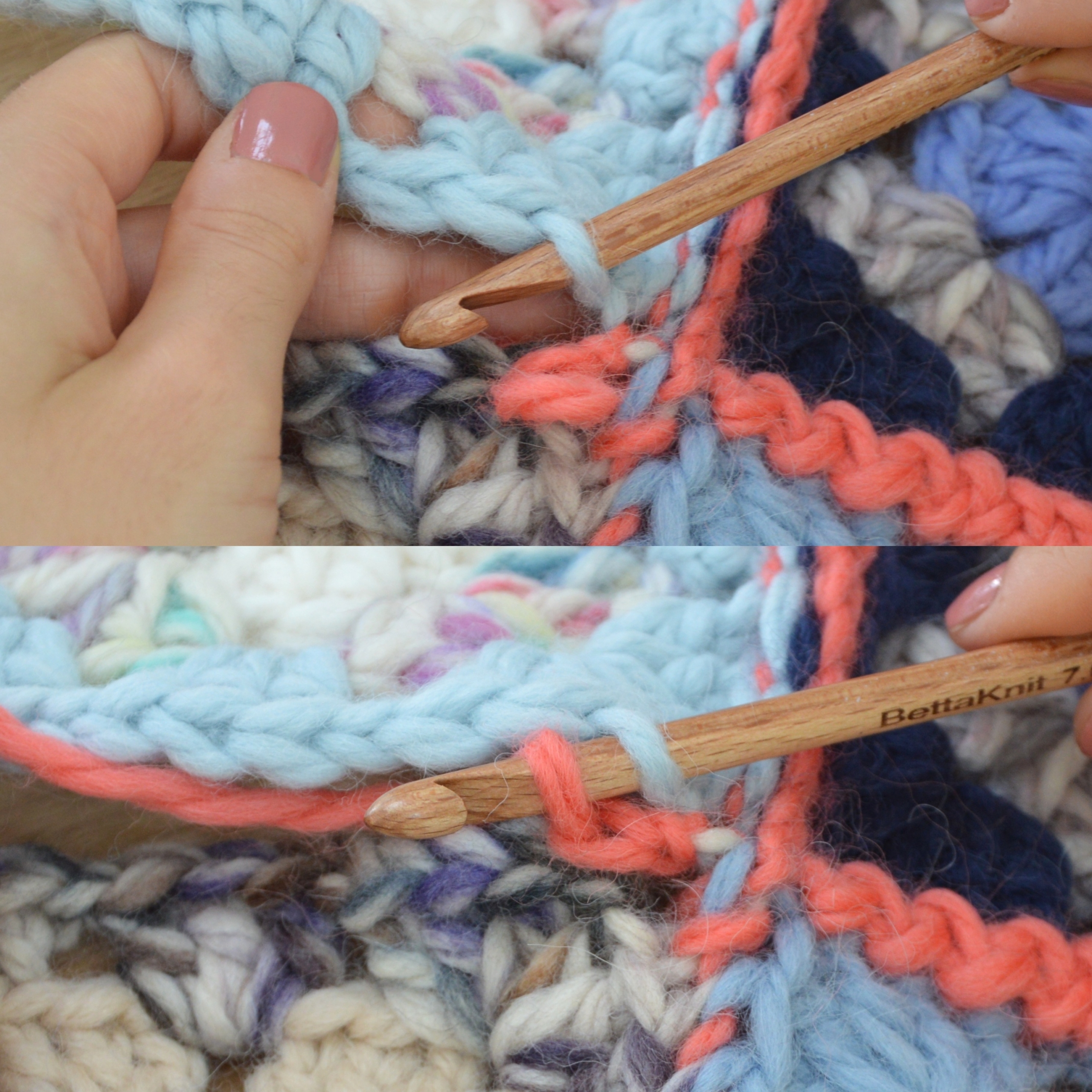 Metodo #4: Punto Treccia Come unire le Mattonelle Granny: 4 metodi