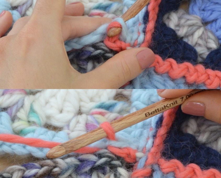 Metodo #4: Punto Treccia Come unire le Mattonelle Granny: 4 metodi