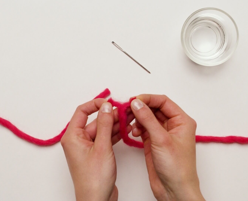 Splitting the fibers into little groups with your hands
