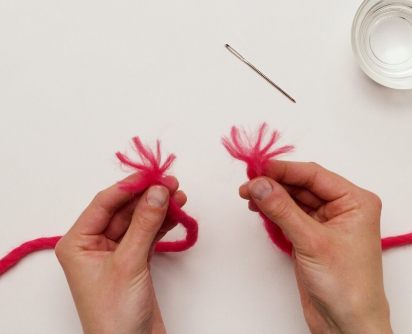 Both ends show split groups of fibers