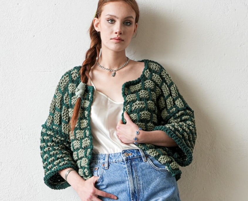 Cardigan di cotone ai ferri