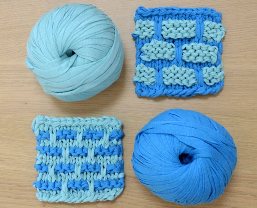 Punto Mattone bicolore ai ferri Punto Mattone bicolore ai ferri