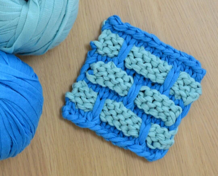 Punto Mattone bicolore, punto facile ai ferri Punto Mattone bicolore, punto facile ai ferri